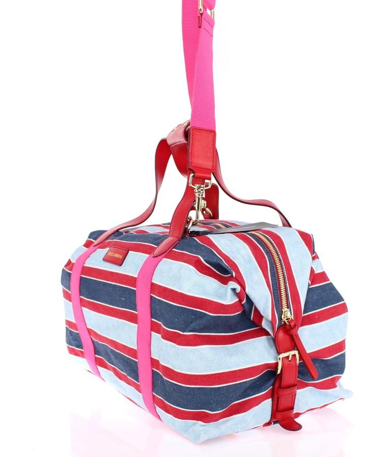 Multicolor striped boston bag
