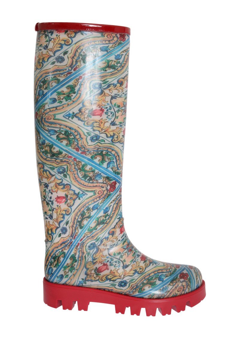 Majolica Print Rain Rubber Boots
