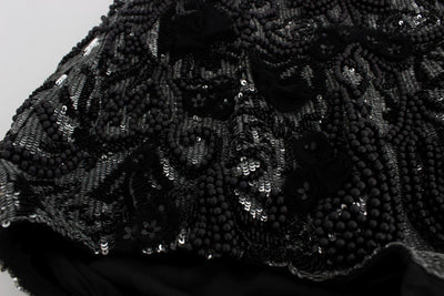 Black Crystal Sequined Mini Shorts