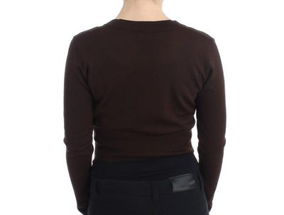 Brown cropped wool cardigan
