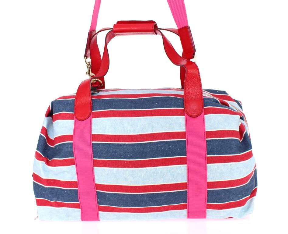 Multicolor striped boston bag
