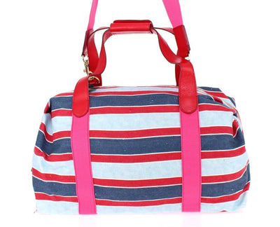 Multicolor striped boston bag