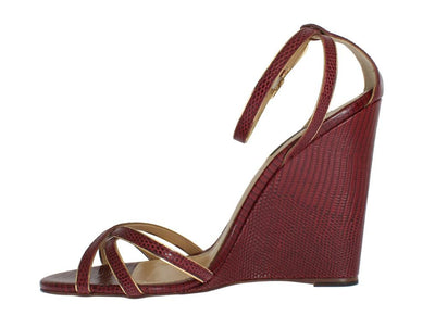 Bordeaux Leather Wedges Sandals