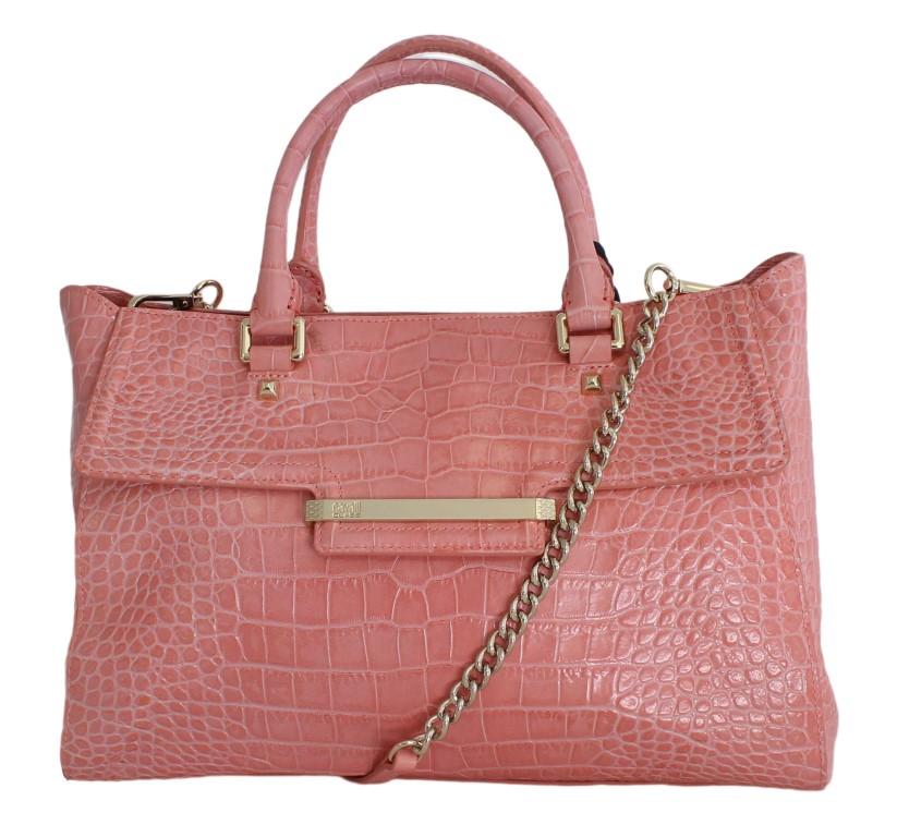 Pink Leather Satchel Hand Shoulder Bag