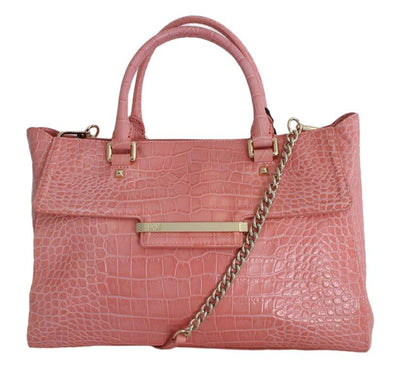 Pink Leather Satchel Hand Shoulder Bag