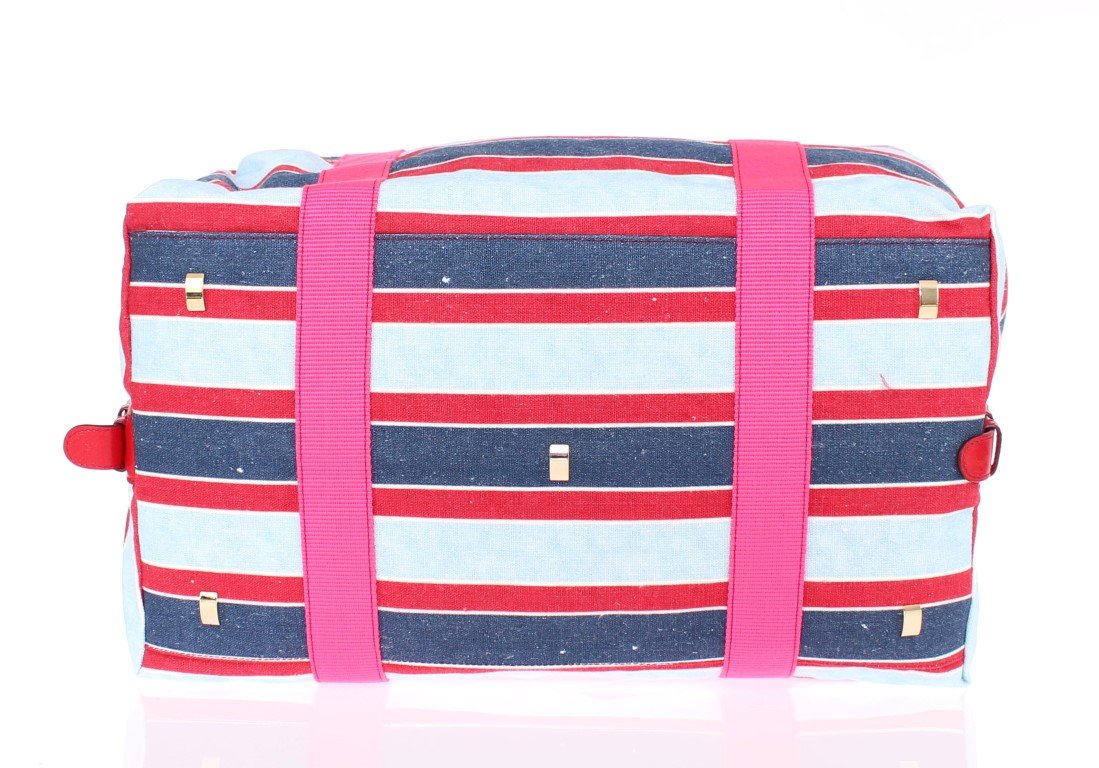 Multicolor striped boston bag
