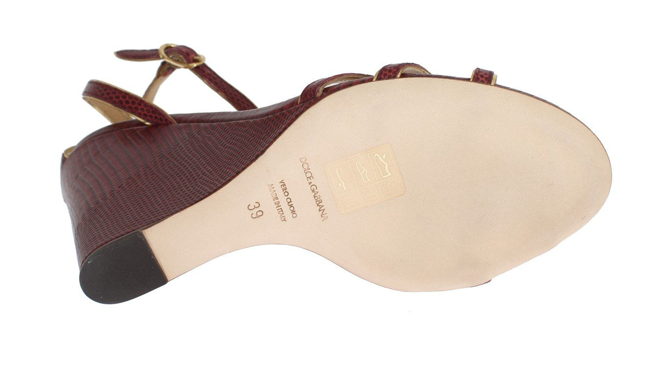 Bordeaux Leather Wedges Sandals