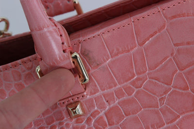 Pink Leather Satchel Hand Shoulder Bag