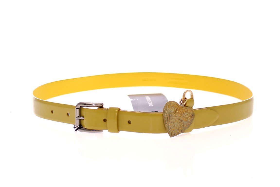 Yellow Leather Heart Logo Belt