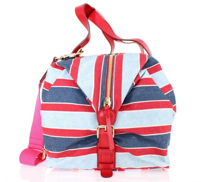 Multicolor striped boston bag