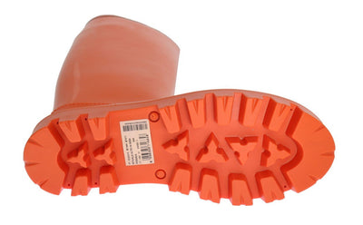 Orange Rubber Knee Rain Boots