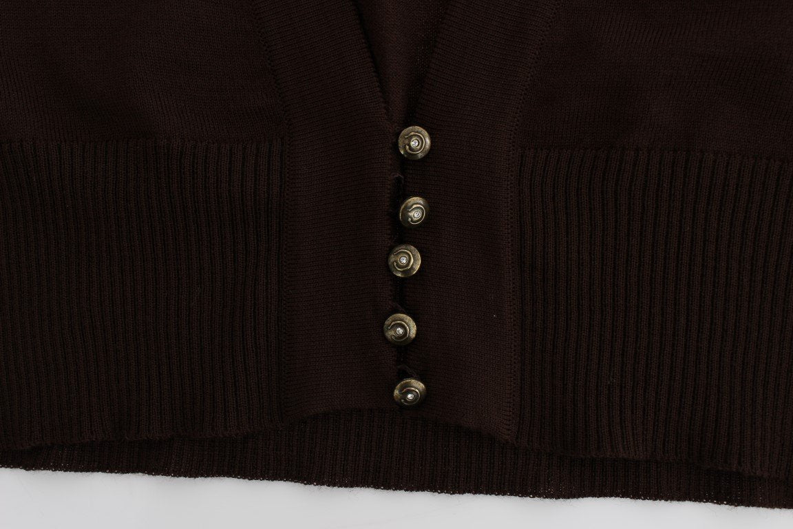 Brown cropped wool cardigan