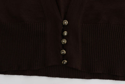 Brown cropped wool cardigan
