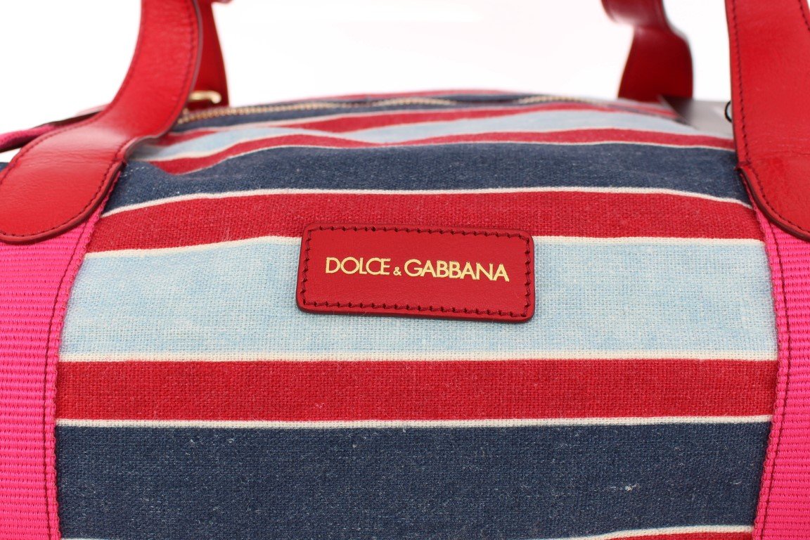 Multicolor striped boston bag