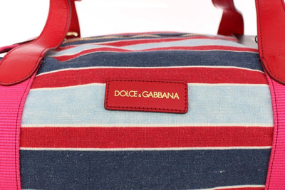 Multicolor striped boston bag