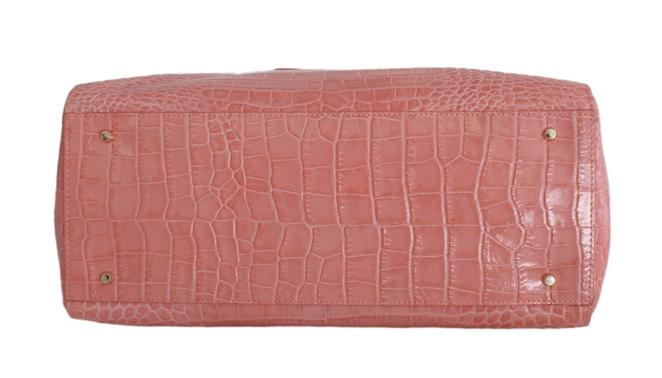Pink Leather Satchel Hand Shoulder Bag