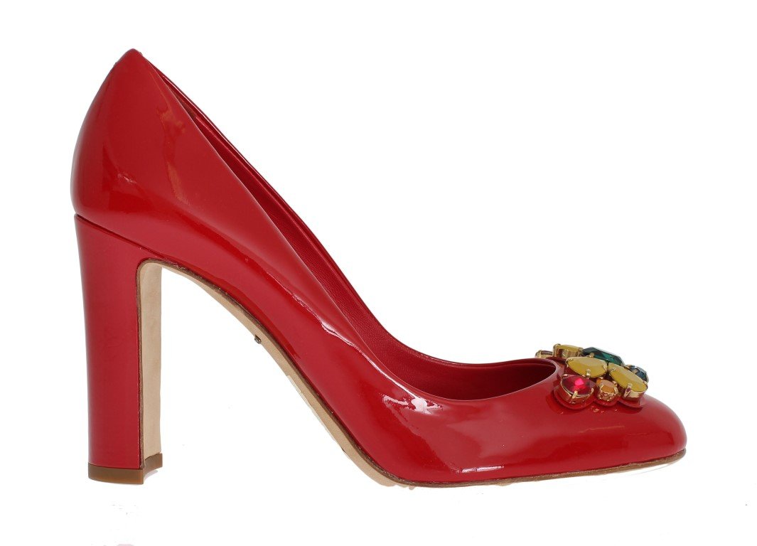 Red Patent Leather Crystal Pumps