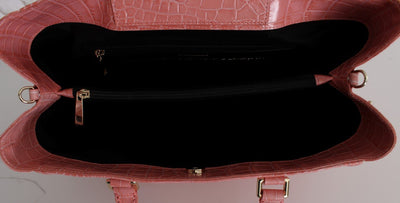 Pink Leather Satchel Hand Shoulder Bag