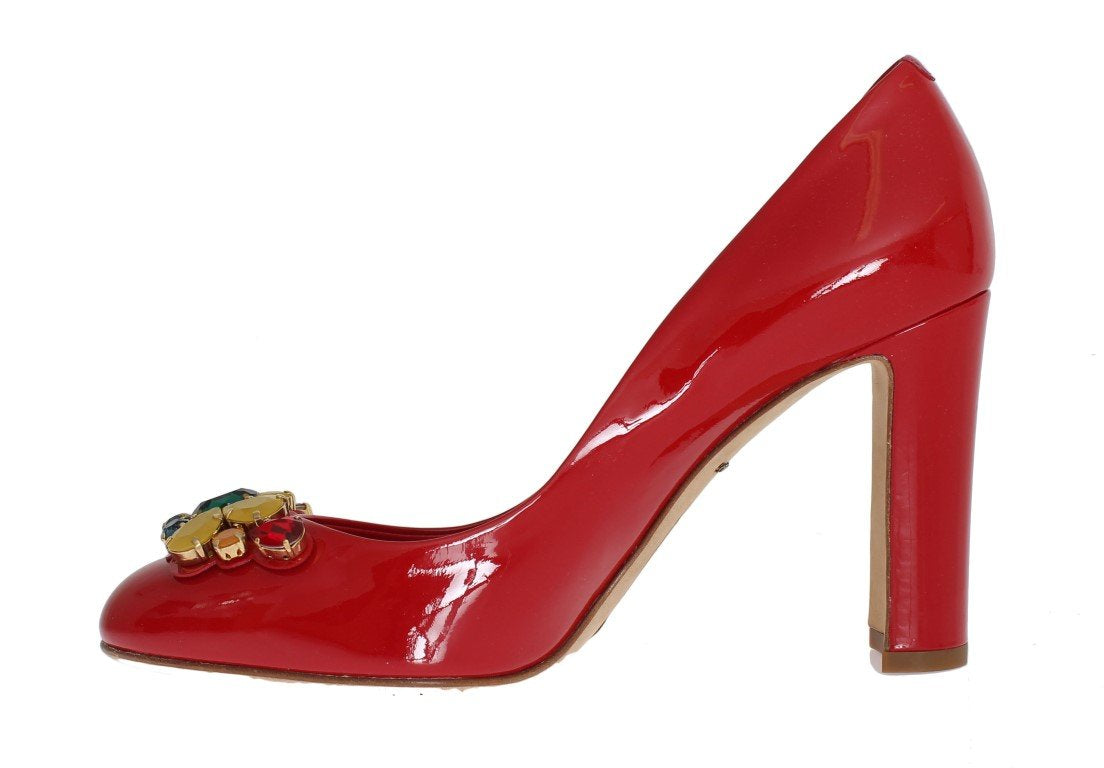 Red Patent Leather Crystal Pumps