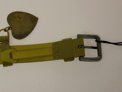 Yellow Leather Heart Logo Belt