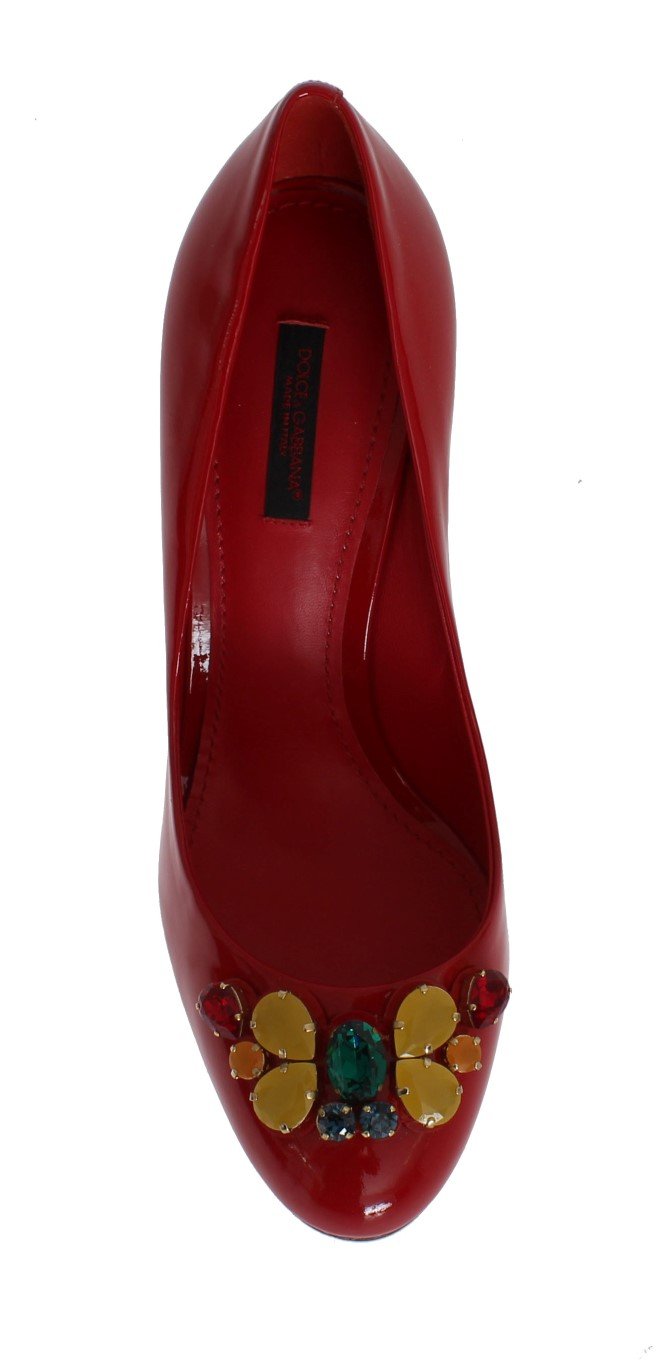 Red Patent Leather Crystal Pumps