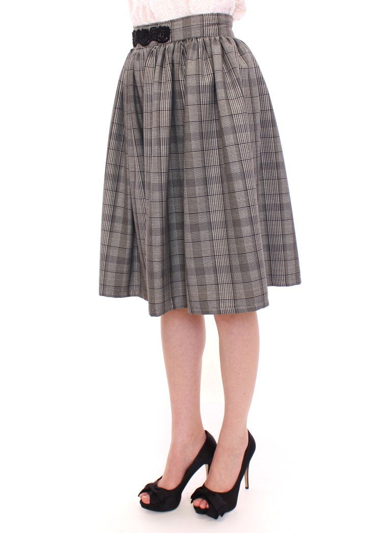 Gray Checkered Wool Shorts Skirt