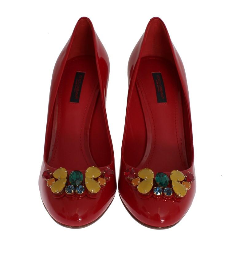 Red Patent Leather Crystal Pumps