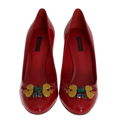 Red Patent Leather Crystal Pumps