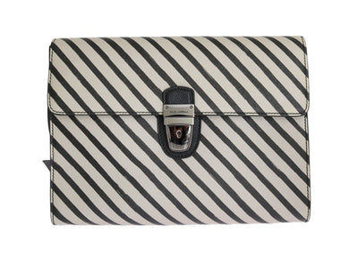 Black White Leather Briefcase Bag