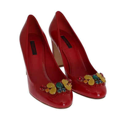 Red Patent Leather Crystal Pumps