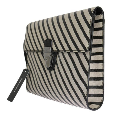 Black White Leather Briefcase Bag