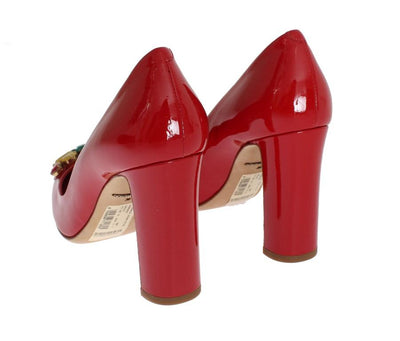 Red Patent Leather Crystal Pumps