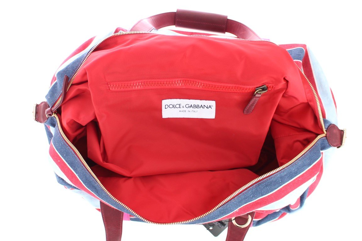 Multicolor striped boston bag