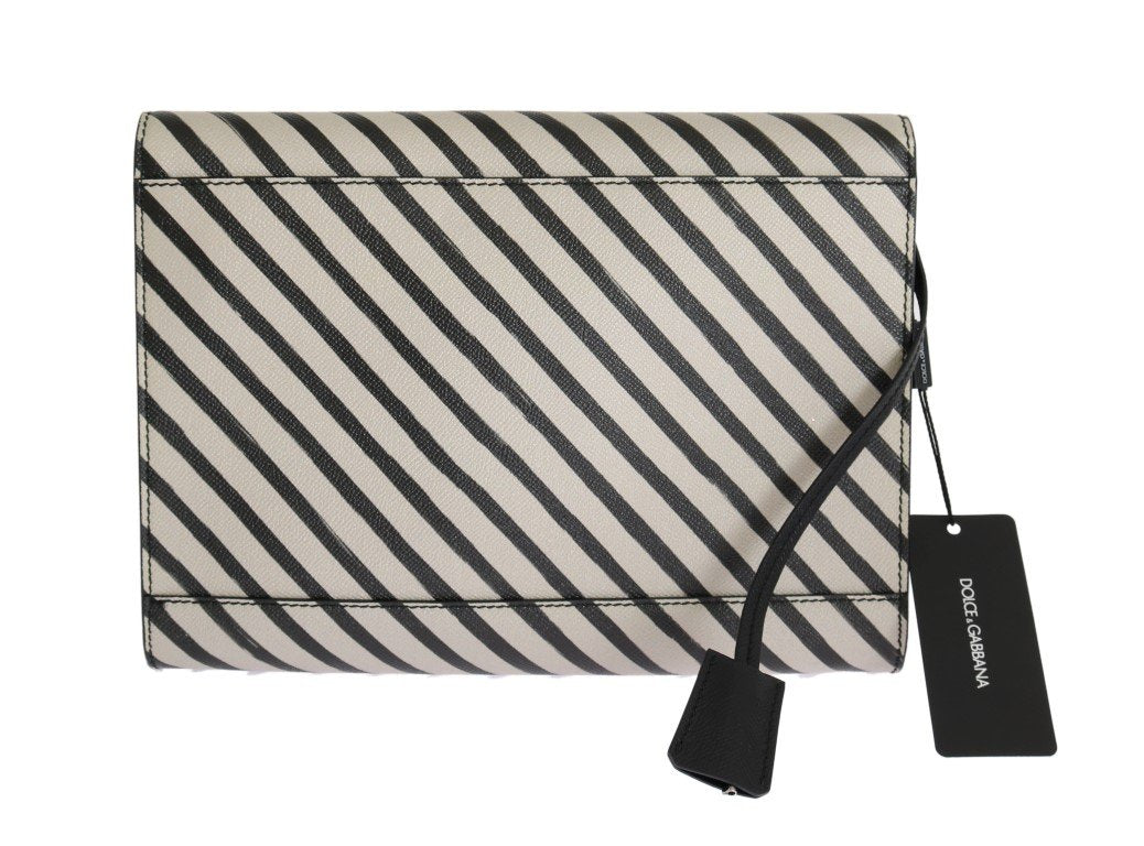 Black White Leather Briefcase Bag