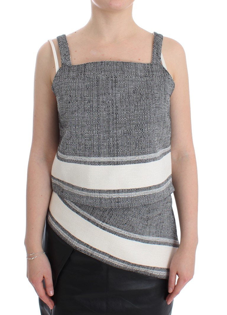 Gray Elegant Cotton Top Blouse
