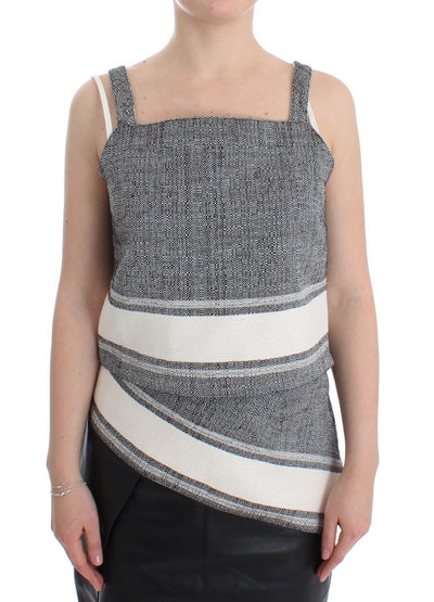 Gray Elegant Cotton Top Blouse