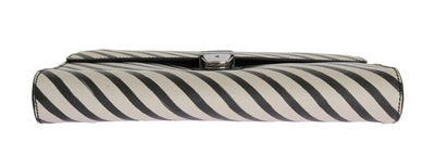 Black White Leather Briefcase Bag