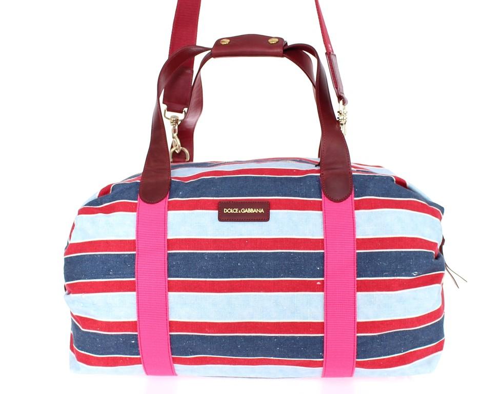 Multicolor striped boston bag