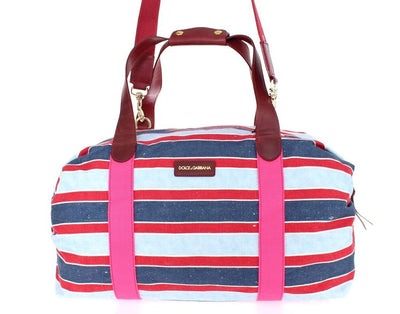 Multicolor striped boston bag