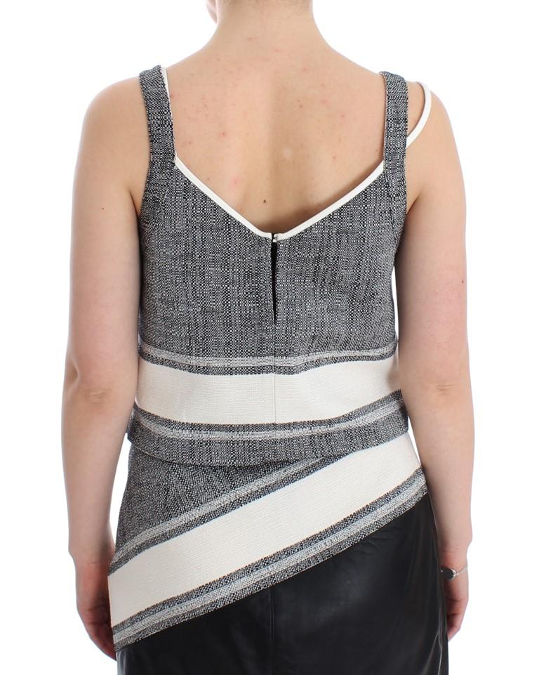 Gray Elegant Cotton Top Blouse