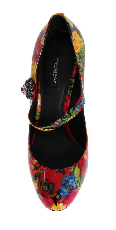 Floral Crystal Mary Janes Leather Shoes