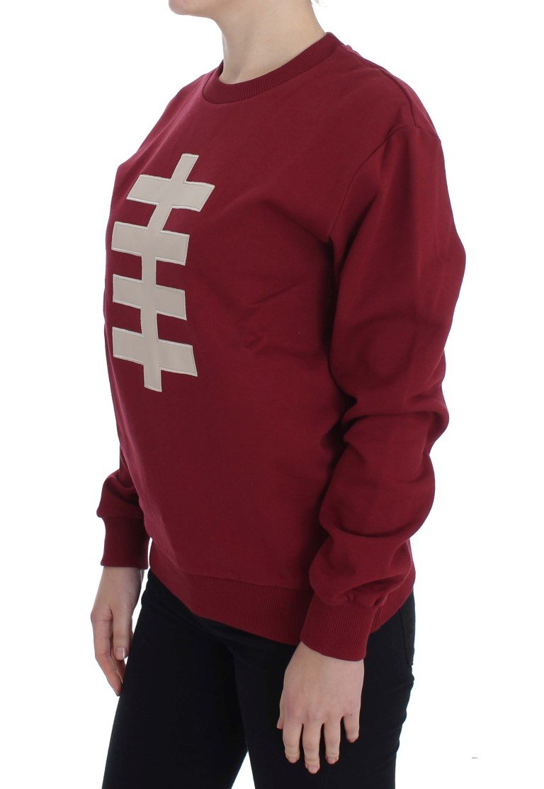 Red Cotton Crewneck Pullover Sweater