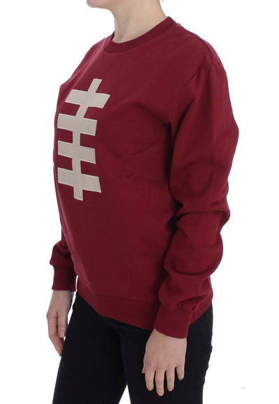 Red Cotton Crewneck Pullover Sweater