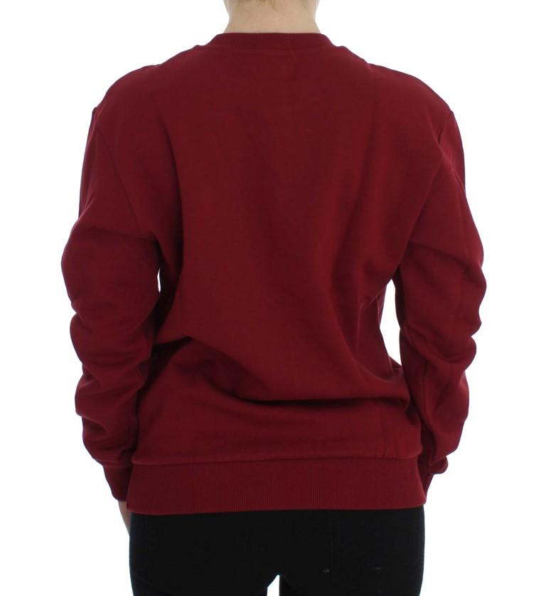 Red Cotton Crewneck Pullover Sweater
