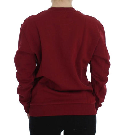 Red Cotton Crewneck Pullover Sweater
