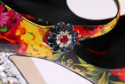 Floral Crystal Mary Janes Leather Shoes
