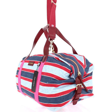 Multicolor striped boston bag