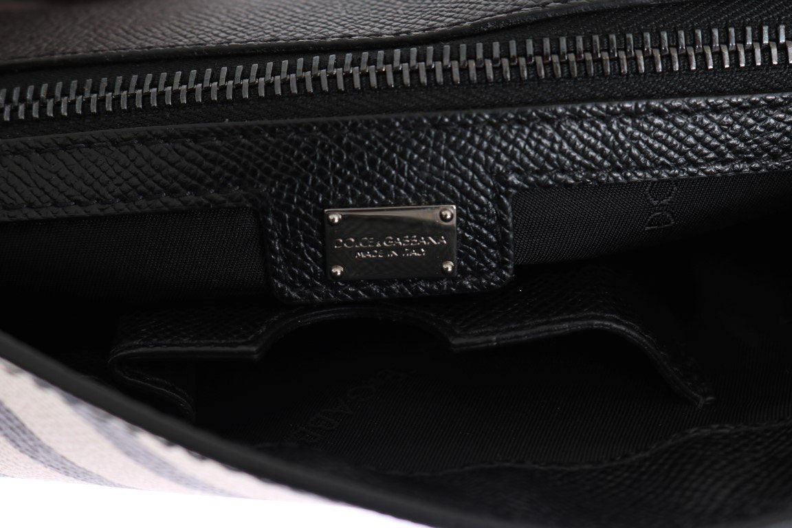 Black White Leather Briefcase Bag