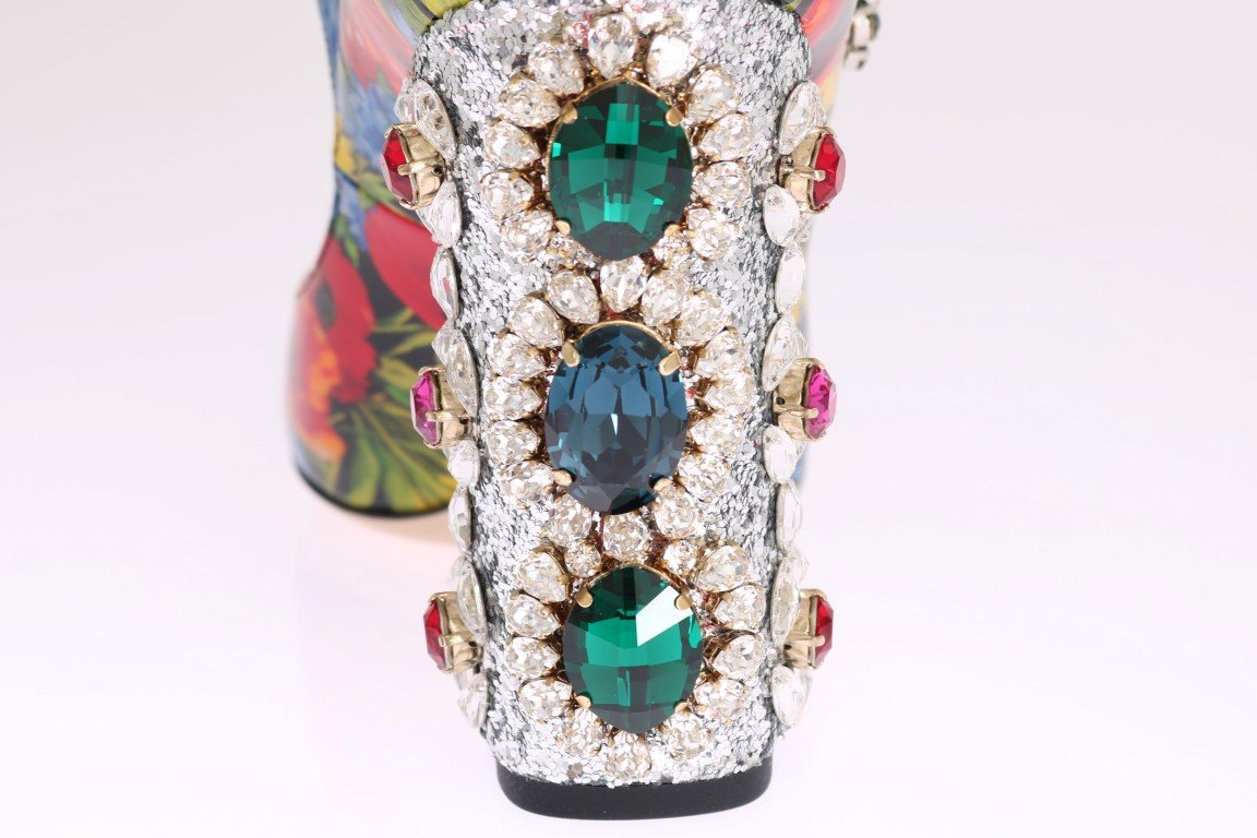 Floral Crystal Mary Janes Leather Shoes