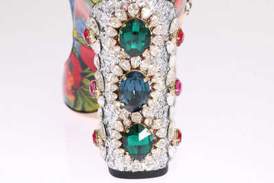 Floral Crystal Mary Janes Leather Shoes